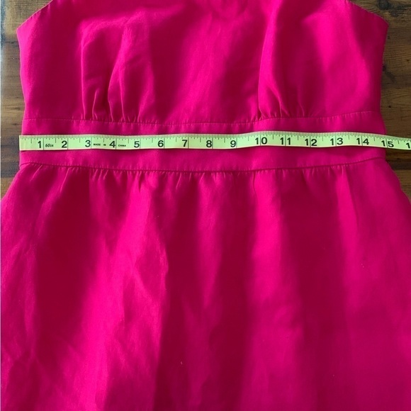 J Crew Hot Pink Cotton Summer V Back Tie Neck Fit & Flare Dress Sz 6 - Picture 7 of 7